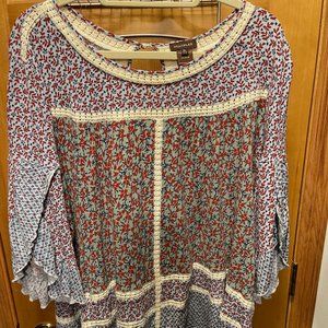 Boho Chic Flowing Blue Floral Top